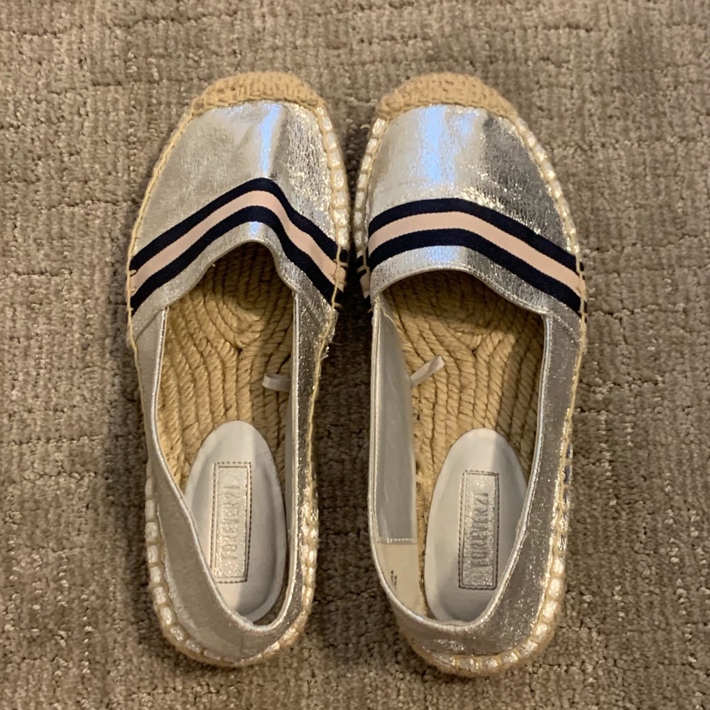 Silver Espadrille flats very good used condition